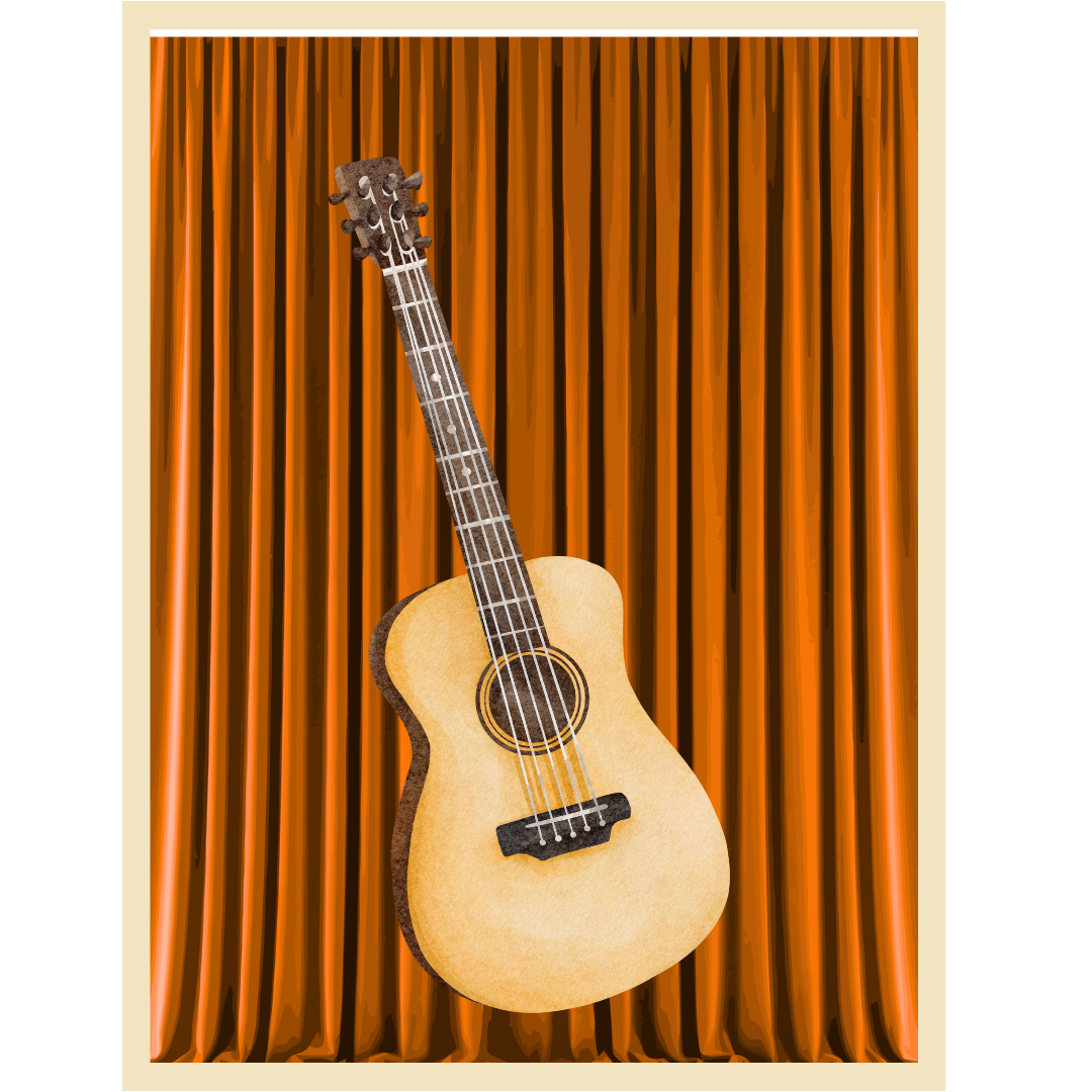 Guitar in an open case on a sidewalk